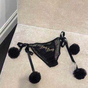 Agent Provocateur Black Sheer Panties with Gold Embroidery
